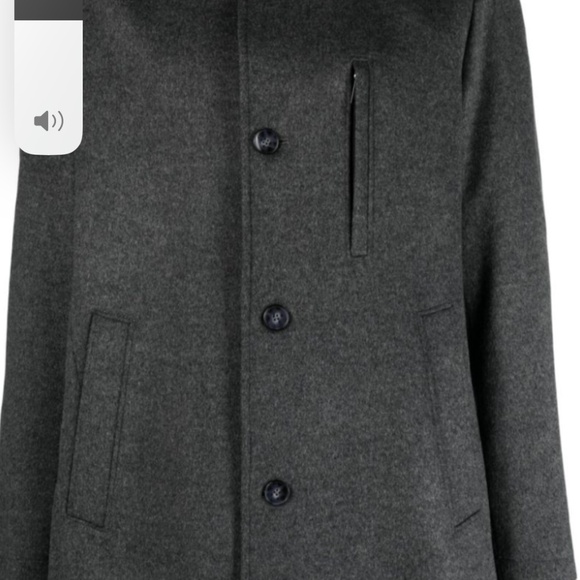 Men’s Large Gray Wool Mock Neck Coat - Picture 2 of 3